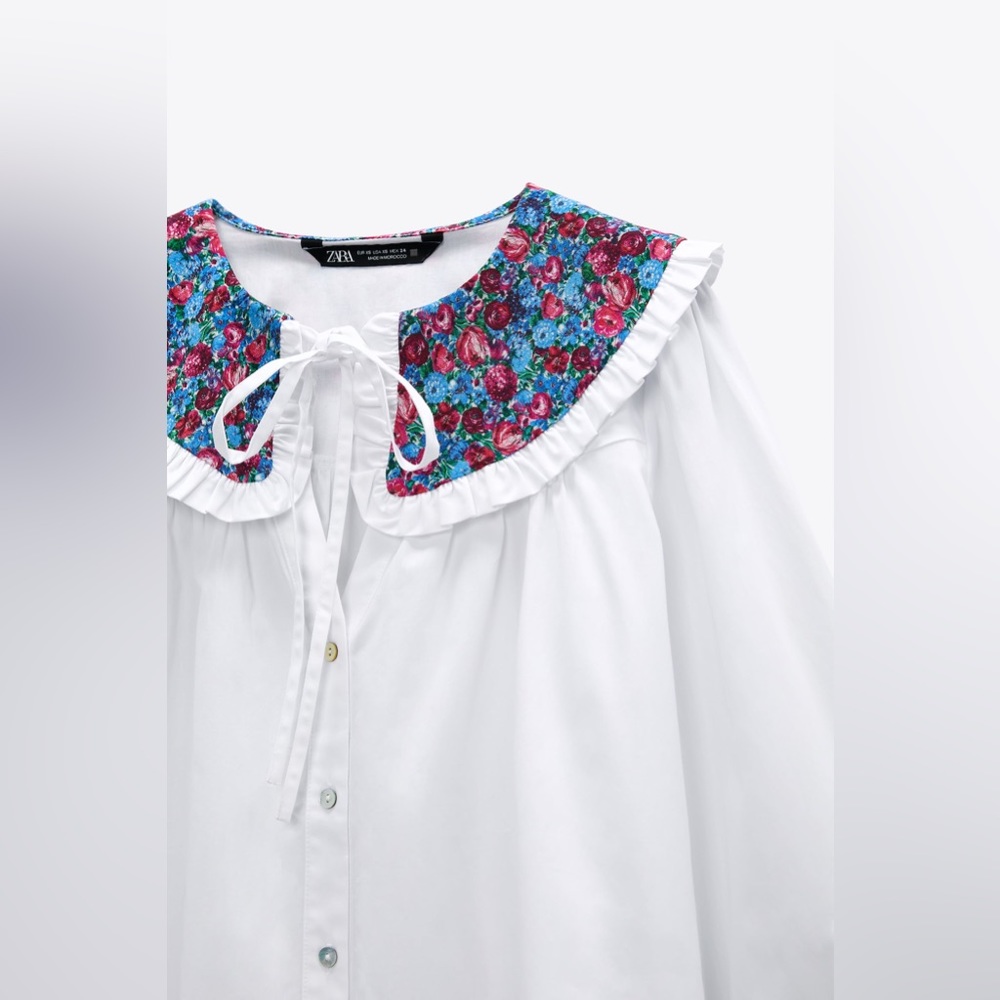 NWT - Zara Printed Collar Top - Picture 4 of 7